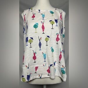 HABITAT 100% Cotton Cocktail Colourful Novelty Sleeveless Top Size M